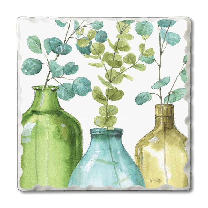"Greenery" 4 Pack Tumbled Tile Coaster Set for wholesale by Conimar Promotions