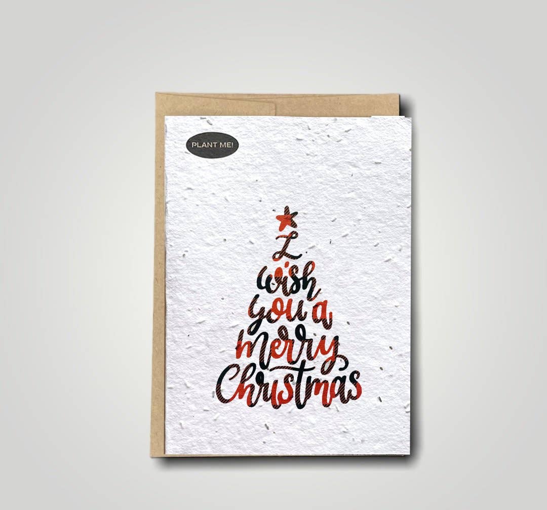Plantable Greetings - Wholesale Christmas Card - Plaid I Wish a You Merry Xmas Plantable Greeting Card