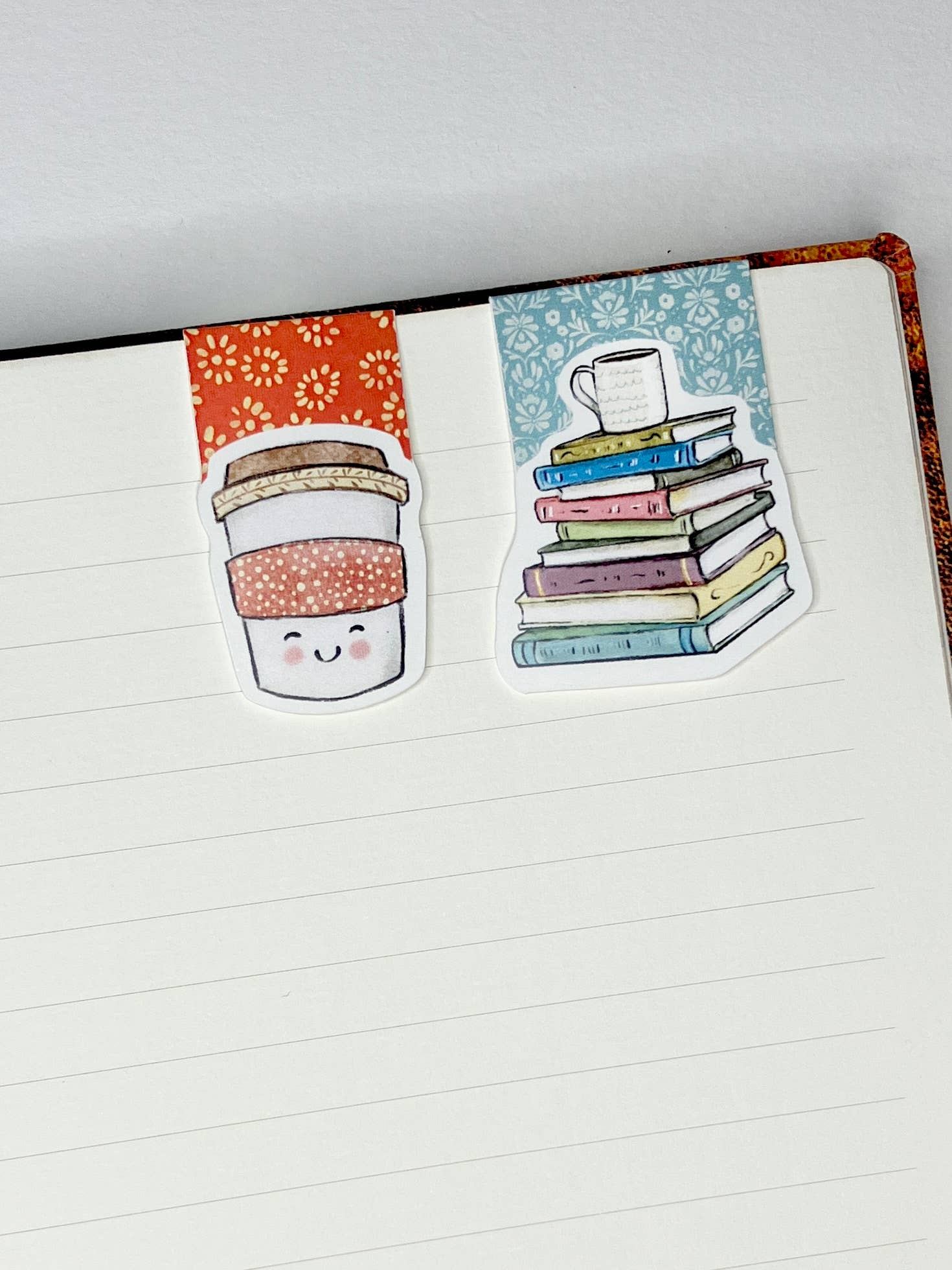 Christy Obalek Illustration - Wholesale Bookmark - Coffee & Books mini magnetic bookmarks set of 21