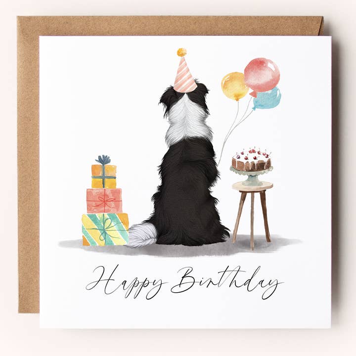 Border Collie Variety Colour Birthday Card Pack for wholesale by DoodlecardsBoutique