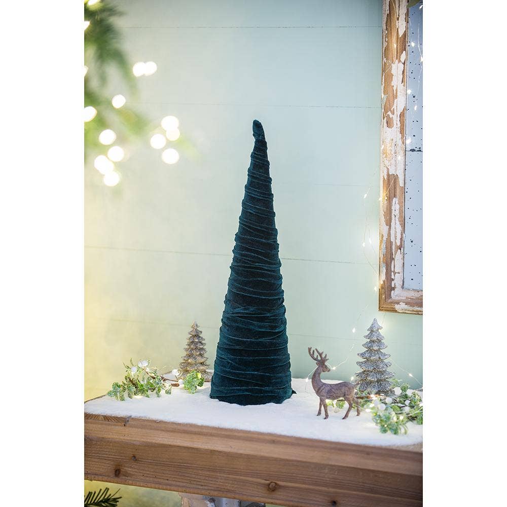 A&B Home Group Inc. – Großhandel Weihnachtsschmuck – D6,3x20" Grüner Samtkegelbaum - Dunkelgrün4