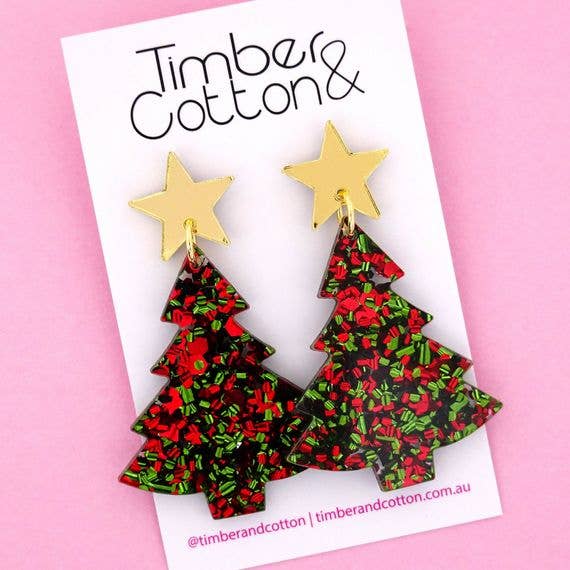 Girlfetti - Wholesale Dangle Earrings - Christmas Tree Acrylic Dangle Earrings6