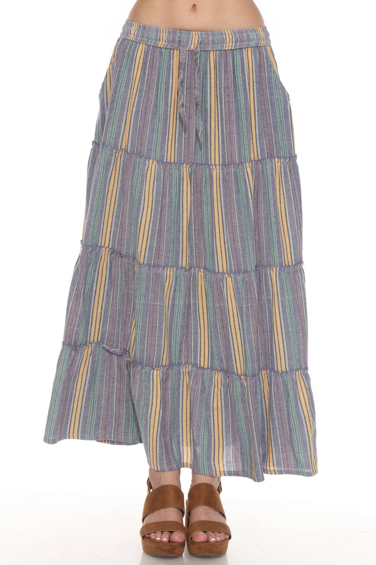 Lakhays Collection Inc. - Wholesale Skirt - Women's - Stripe Tiered Maxi Skirt1