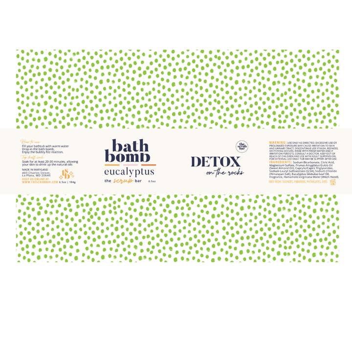 The Scrub Bar - Wholesale Bath Bomb/Fizz - Detox- Eucalyptus + Himalayan Salt Bath Bomb 6.5 oz2