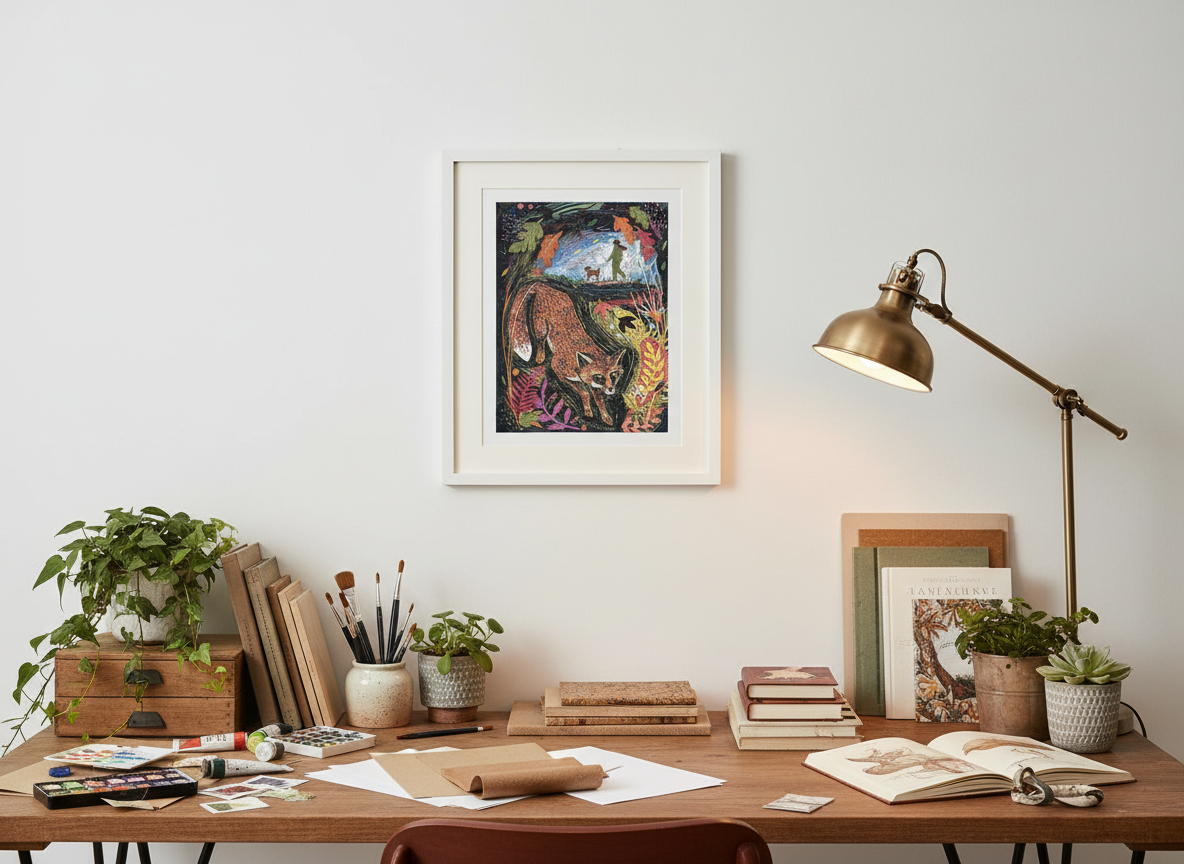 Jamie Poole – wholesale Art print – The Vixen A3 Print on Silk Stock3