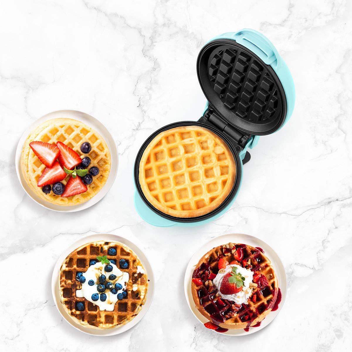 Holstein Housewares - Wholesale Kitchen Appliance - Personal Waffle Maker - 4 inch Mini - Assorted Colors 7