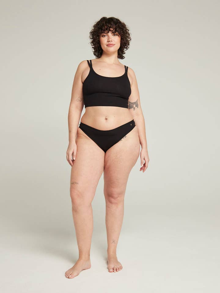 Das 2er-Pack Bio-Baumwoll-Mini-Slips – Schwarz für den Großhandel von Nudea