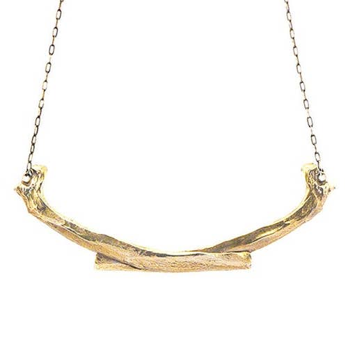 Coyote Neck Plate - Gold Brass for wholesale by Brooklyn Heavy Metal