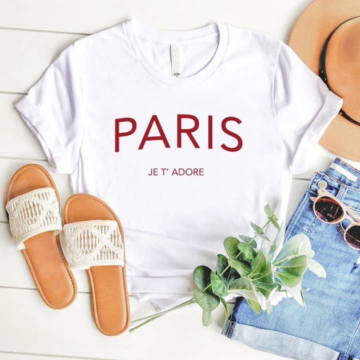 *Best* PARIS Je T'Adore Lettering Women's Jersey Tee for wholesale by PINK NABI
