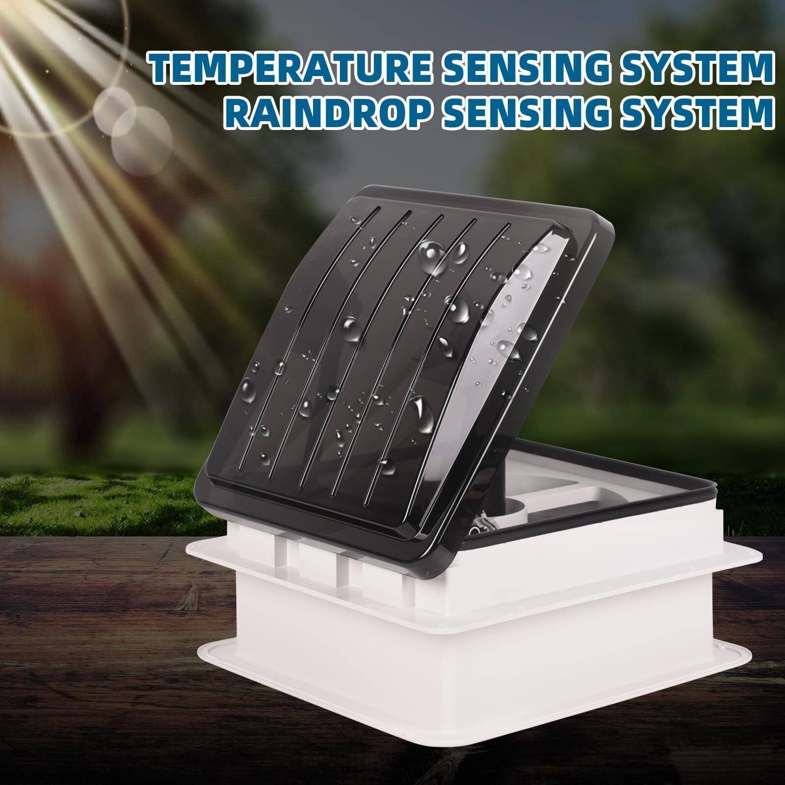 Hard Rock Health Stores - Wholesale  - RV Roof Vent Fan 14",Continuously Variable Reversible 12V Remote Control Trailer Roof Vent Low Noise with Rain Sensor,UV Protection,Thermostat for Camper,Travel,Cargo Trailer5