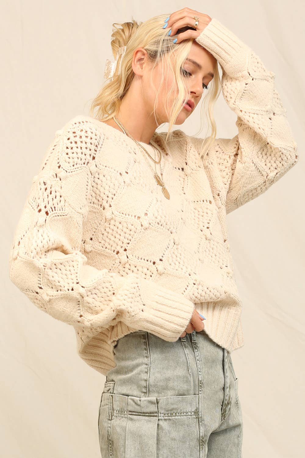 KyeMi - Wholesale Knit Sweater - Women's - The Crewneck Sweater Airy Open Stitching3