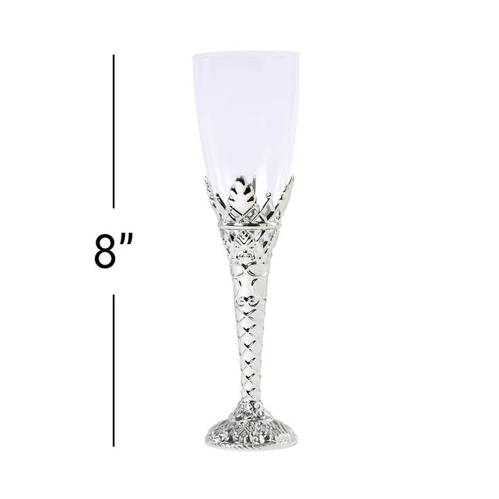 Plastic Filigree Champagne Flutes - Silver - Pack of 12 for wholesale on Faire
