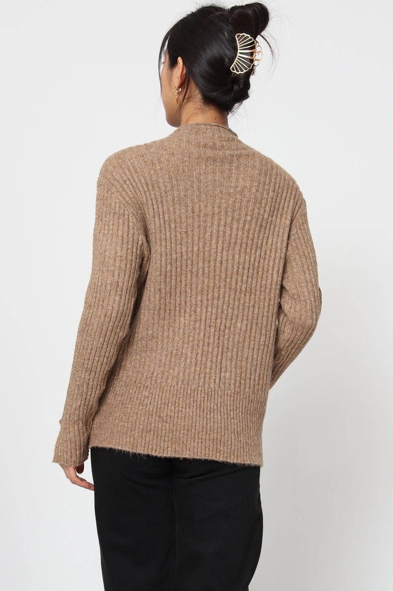 DIX-ONZE - Wholesale Knit Sweater - Women's - Ribbed Knit Sweater with Wavy Finish – Soft Ribbed Knit7