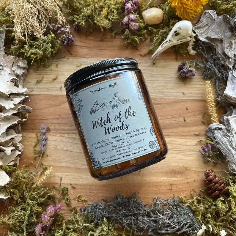 Moonstone and Myth - Wholesale Jar/Filled Candle - Witch of the Woods, 100% soy wax scented candle3