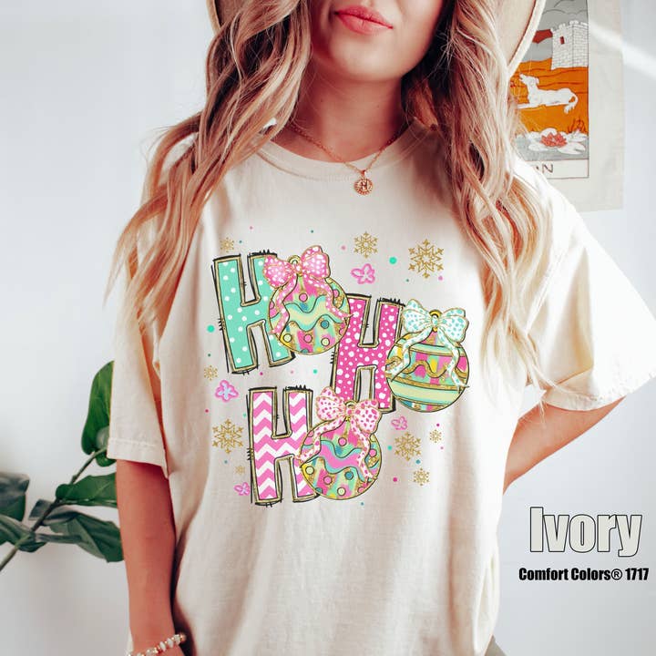 Comfort Colors Ho Ho Ho Camisola de Natal, Coquette de Natal por atacado de Glaime