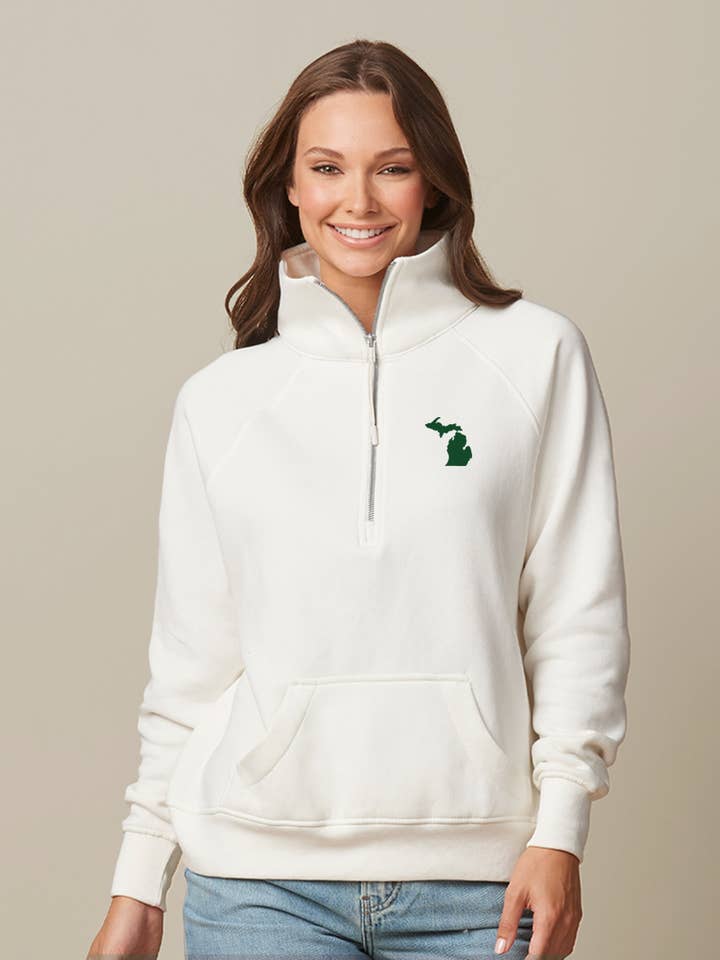 Michigan Awesome - Wholesale Sweatshirt - Women's - Women's Michigan Boxy Half Zip Fleece5