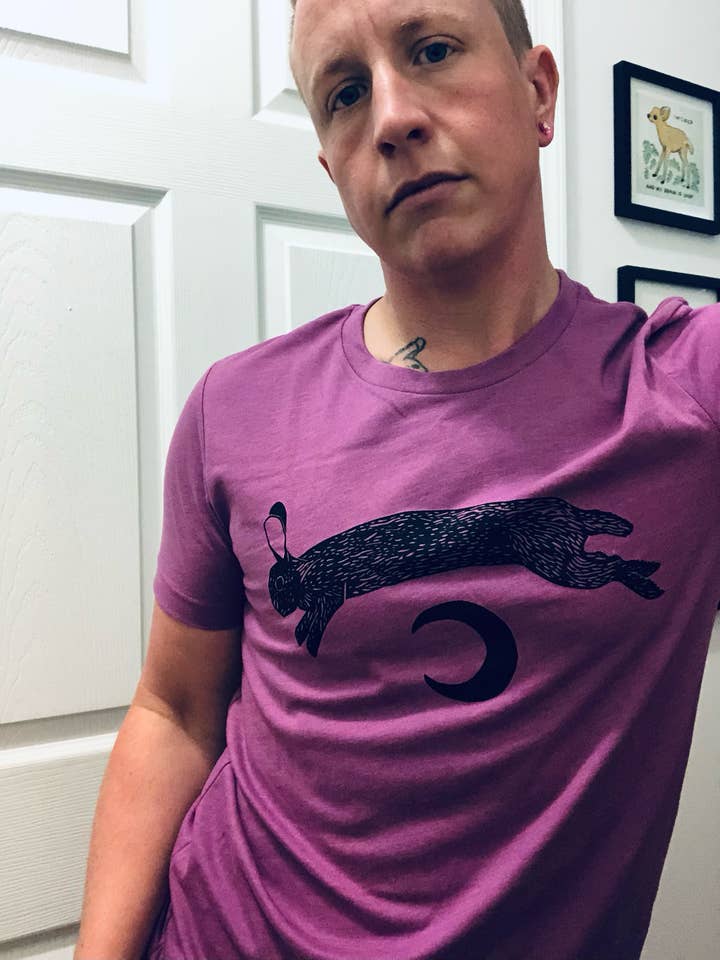 Critter Butts - Wholesale Screen Printed T-Shirt - Unisex - Bun Over The Moon T-shirt - Rabbit, screen printed
