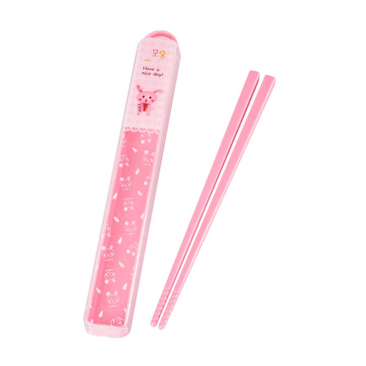 Chopsticks with Case Portable Travel Reusable Set Pink (1/200) for wholesale by Urban Tokyo