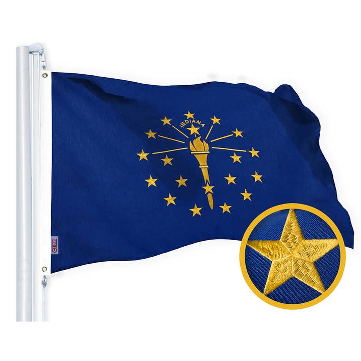 Indiana State Flag 3x5 FT Embroidered Spun Polyester Outdoor for wholesale by G128