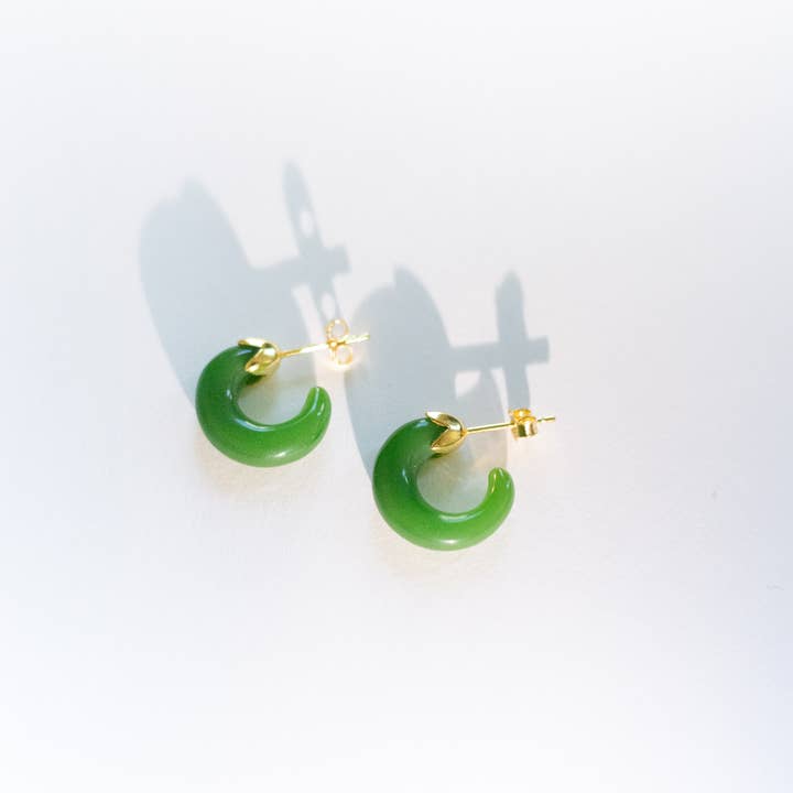 Chili Jade-ish Hoops for wholesale by Lotus Haus Studio