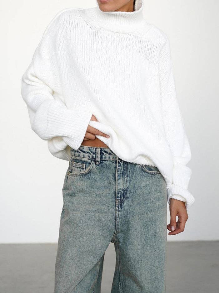 alberalkirk - Wholesale Knit Sweater - Women's - Solid High Neck Knit Sweater Women Multiple Colors N5A6017