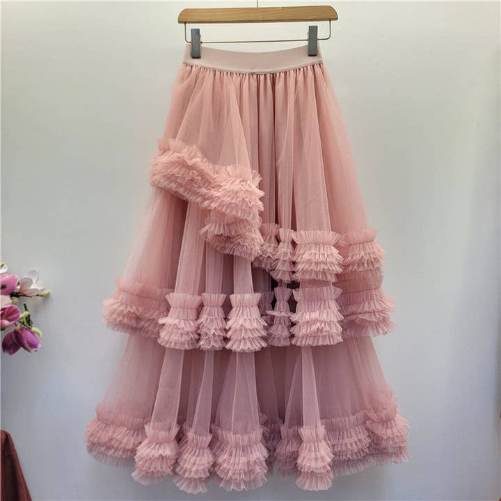 Sanyao Fashion – wholesale Skirt – Women’s – M171 Ruffled Mesh Layered Skirt – High Waist Cake Silhouette4