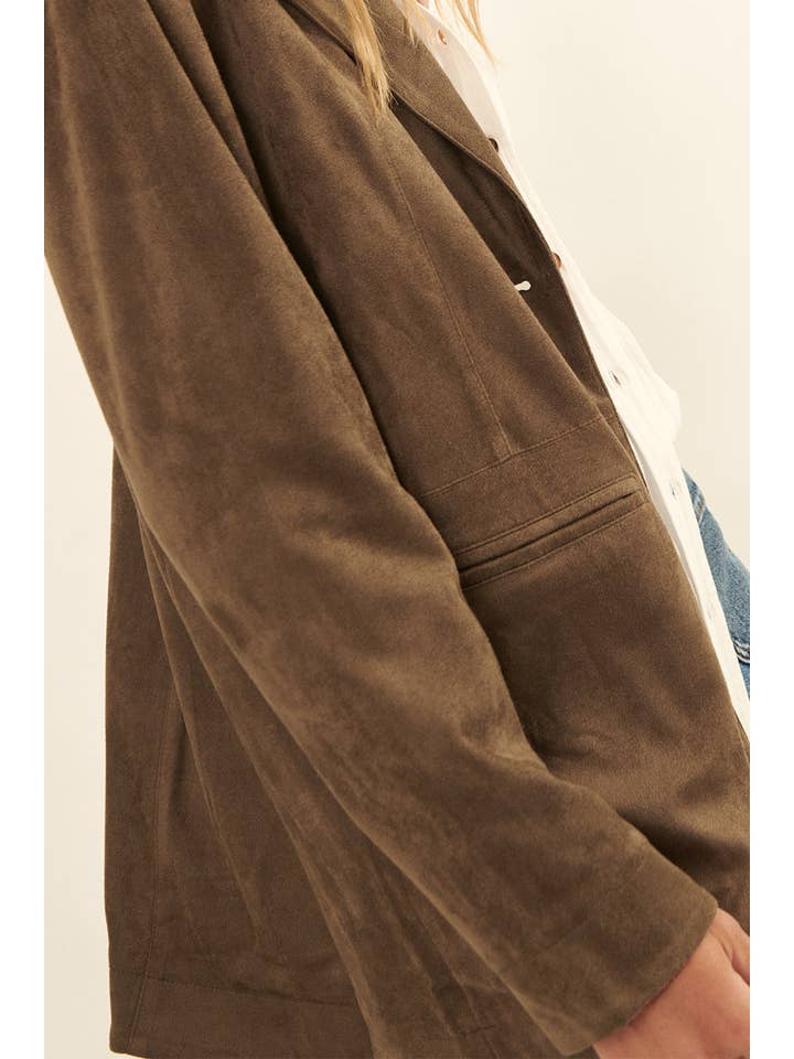 Promesa USA - Wholesale Jacket - Women's - Woven Lapel Collar Button Front Pocket Jacket