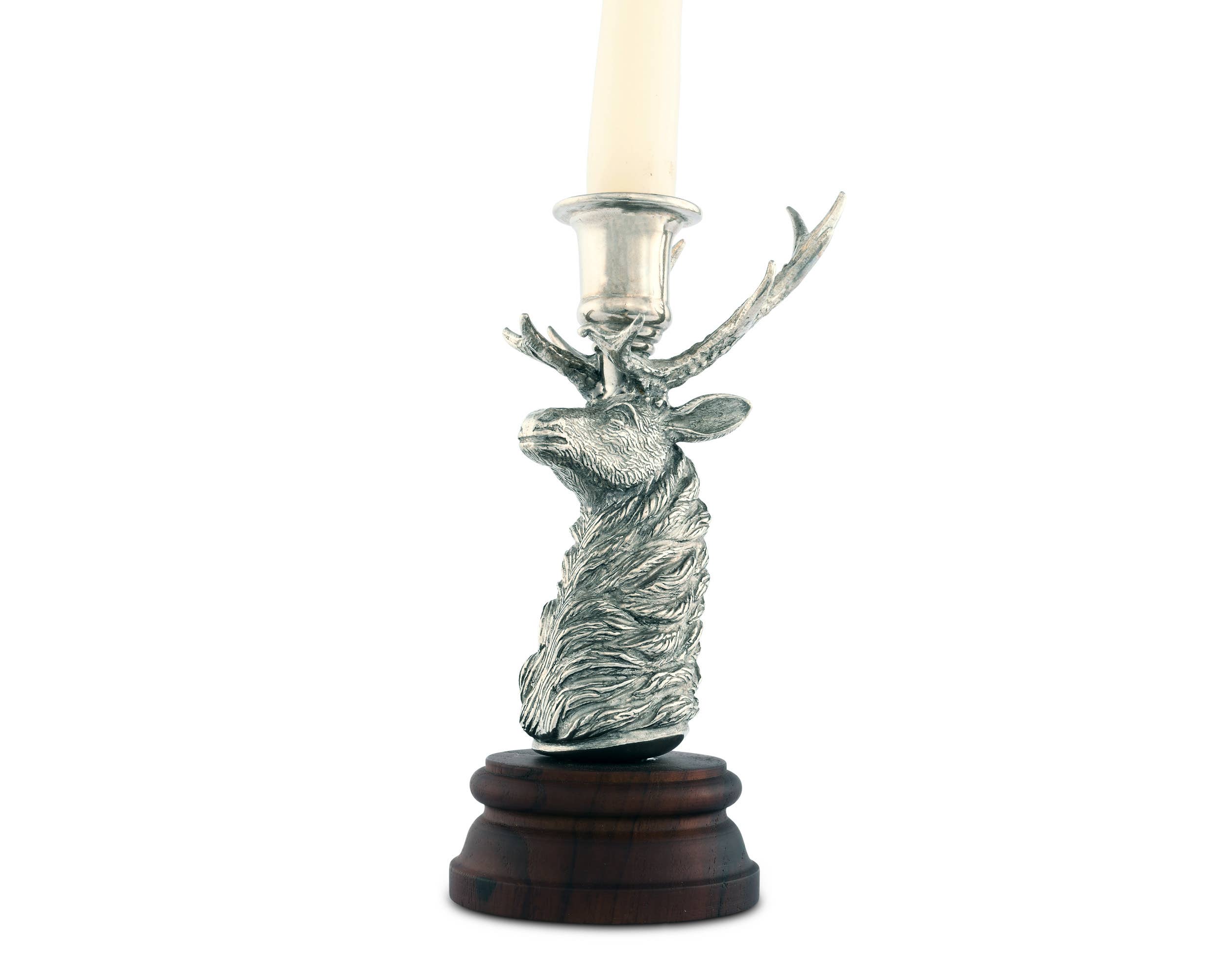 Vagabond House - Wholesale Candle holder - Pewter Elk 1 Taper Candlestick