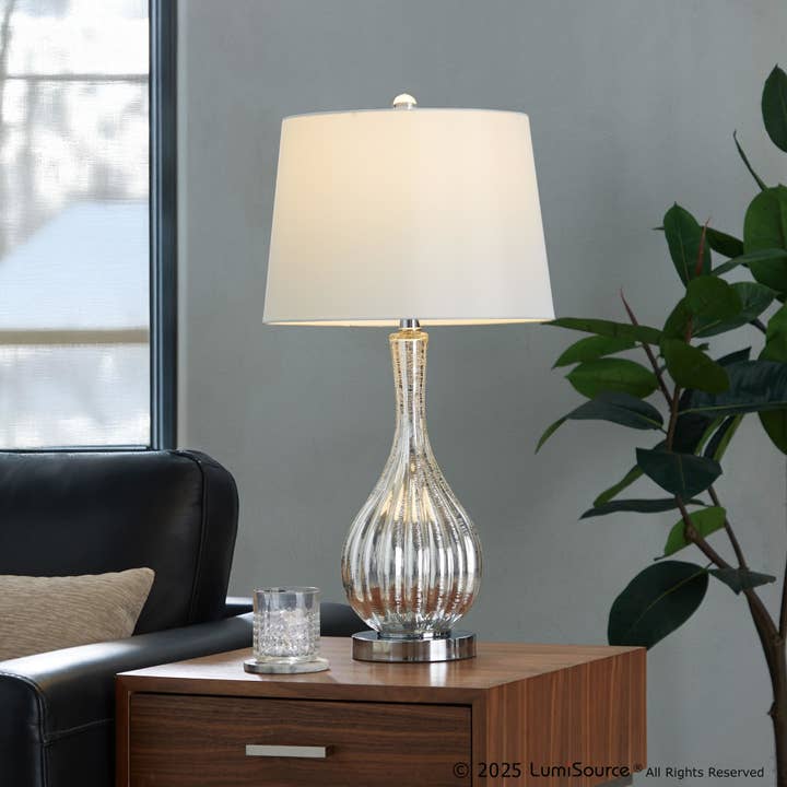 Jenny 27" Table Lamp - Set of 2 in Silver Crackle Glass for wholesale on Faire6