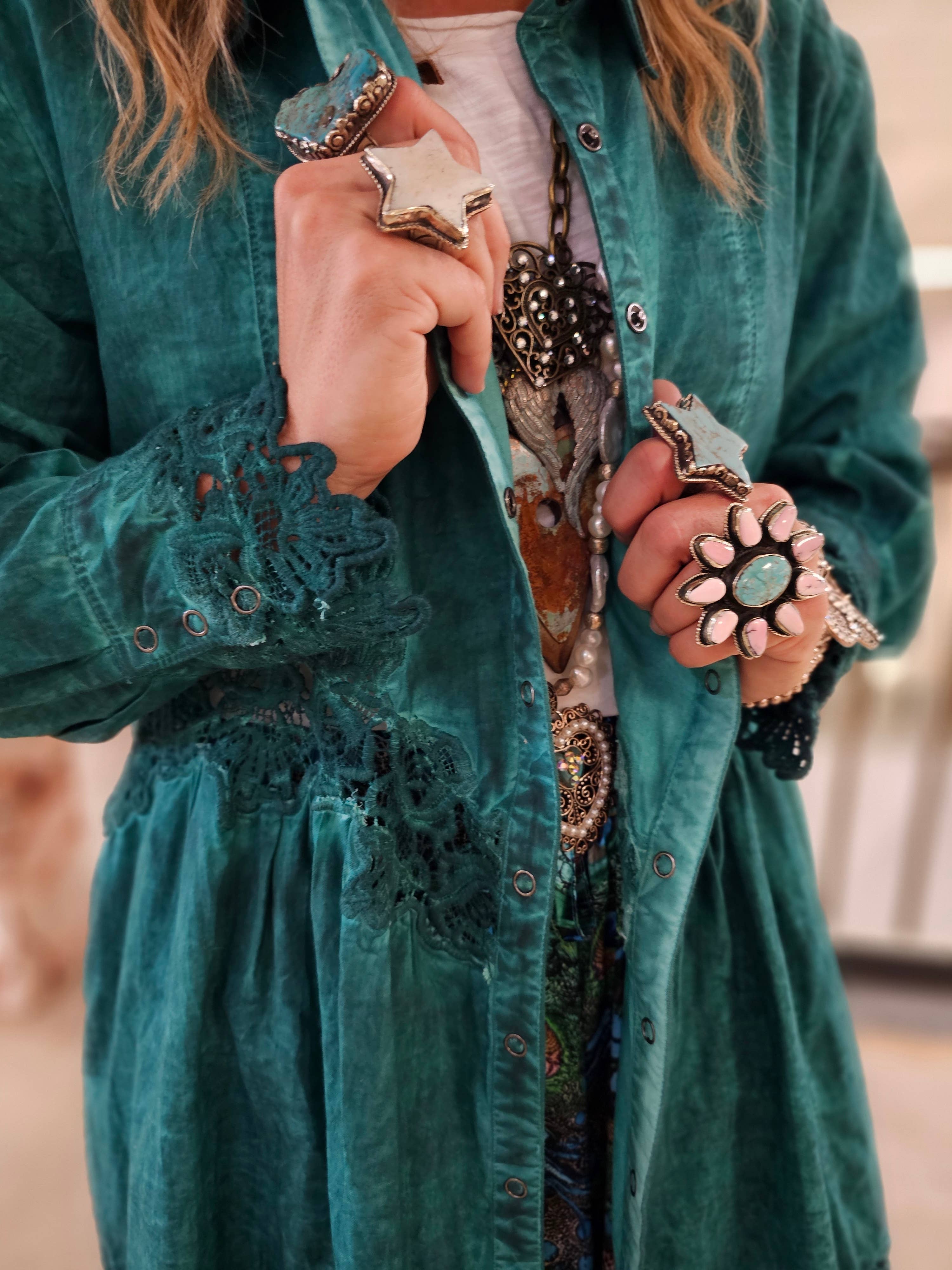 A Rare Bird Shop - Wholesale Jacket - Women's - Emerald Vintage Lace Jacket1