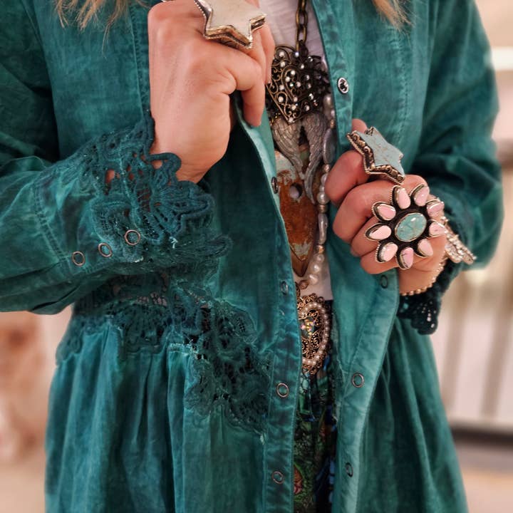 A Rare Bird Shop - Wholesale Jacket - Women's - Emerald Vintage Lace Jacket1