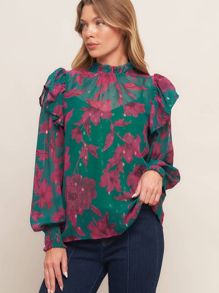 En trykt vævet top - IT13808 for engroshandel hos FLYING TOMATO