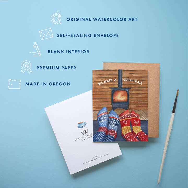 Watercolor Wednesday – Großhandel Valentinstag-Karten – Warme Liebeskarte | Gemütliche Hütte für Valentinstag, Jahrestag1