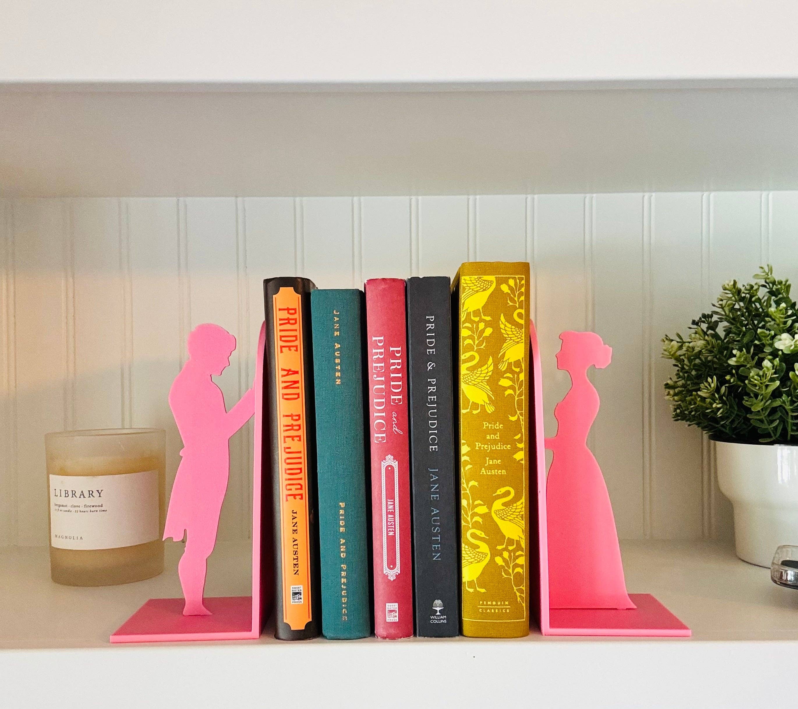 Modern Home Decorations - Wholesale Bookend - Pride and Prejudice Bookends | Literary Decor | Book Lover Gift | Regency Style Bookends | Elizabeth and Darcy Silhouette Bookends |BookNook18