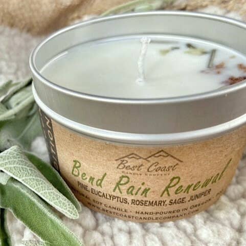 Best Coast Candle Company - Vente Bougies de voyage - Bend Rain Renewal - Pin, Eucalyptus, Romarin, Sauge, Genévrier