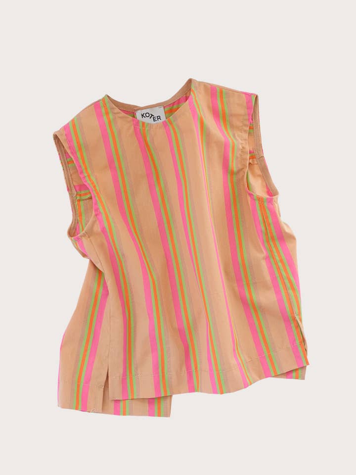 Gilet tissé à rayures en coton biologique - Adulte pour la vente par Studio Koter