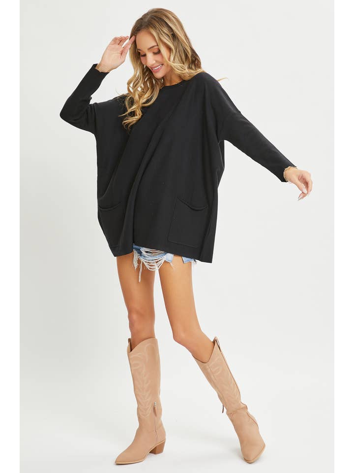 Sweet Lovely by Jen - Vendita all'ingrosso Maglia larga - Donna - MAGLIONE A GIROCOLLO OVERSIZE/VESTIBILITÀ AMPIA44