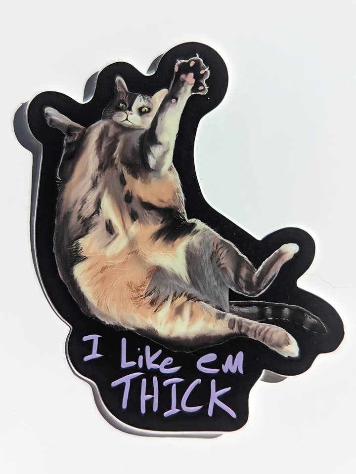 I Like Em Thick Cat-sticker voor wholesale door Eric Southard Art