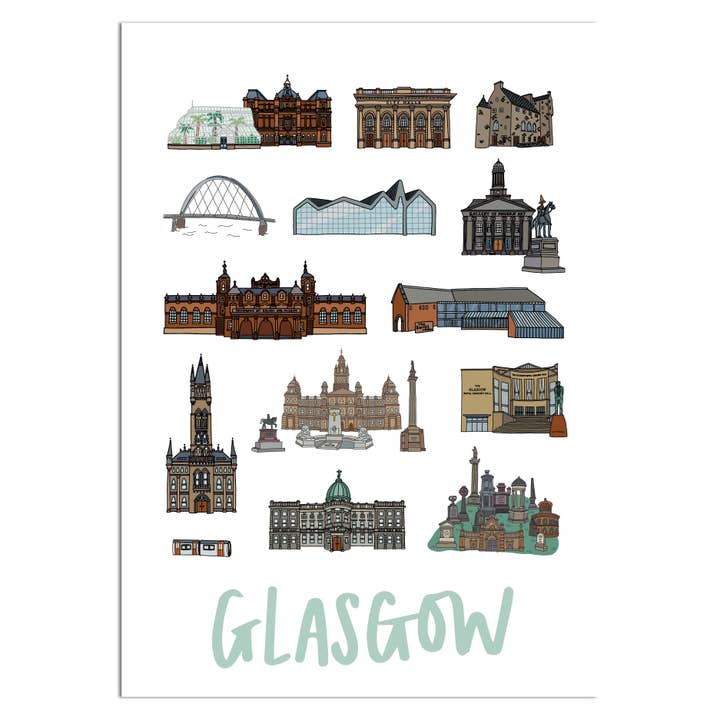 Glasgow Icons Print for wholesale by Victoria Rose Ball