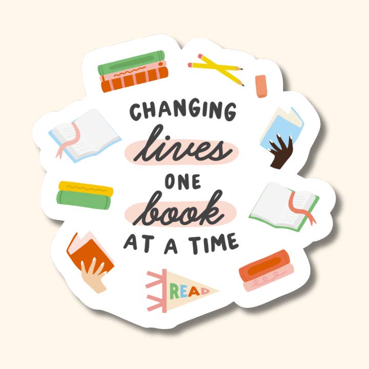 Autocollant "Un livre à la fois", cadeau d'appréciation pour bibliothécaire pour la vente par Oh Happy Dani