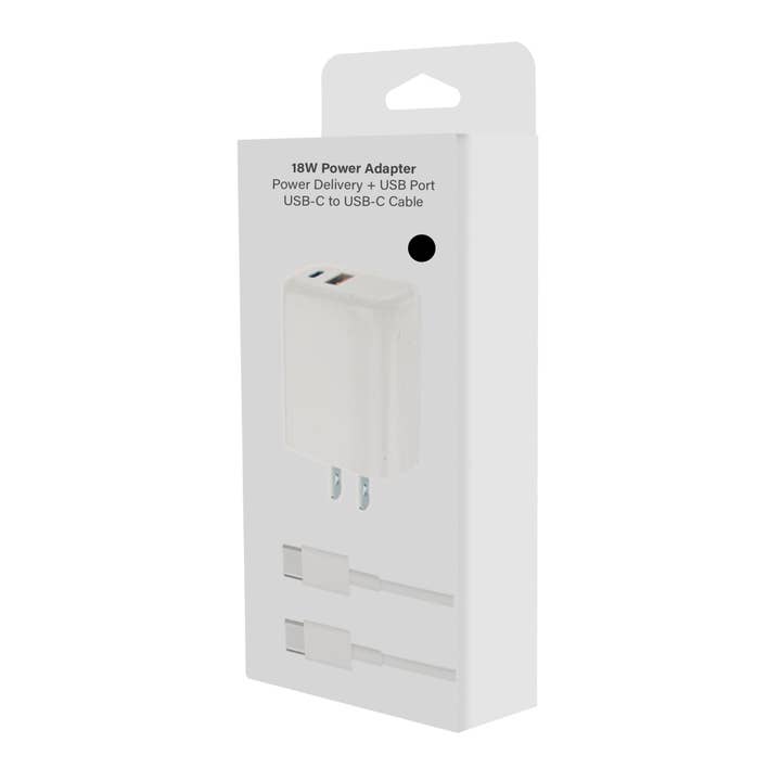 Mighty Wireless - Wholesale Charging Cable - 18W PD USB Wall Plug Combo Type-C To C Cable MW8183 BLACK