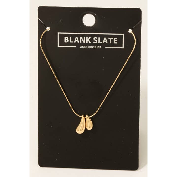 Double Dainty Metallic Tear Pendant Necklace for wholesale by Fame Accessories