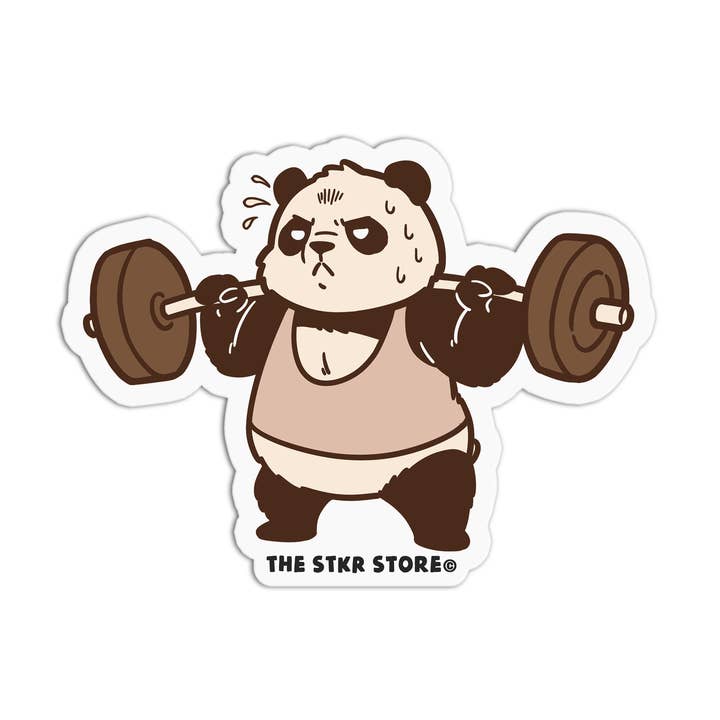 Langhantelpressen Panda Gym Texturierte Aufkleber für den Großhandel von the stkr store