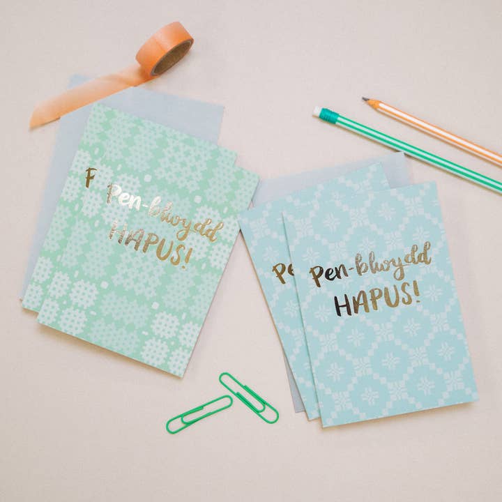 Set of Welsh birthday cards - Dyddiau Llawen Collection 1 for wholesale by Draenog