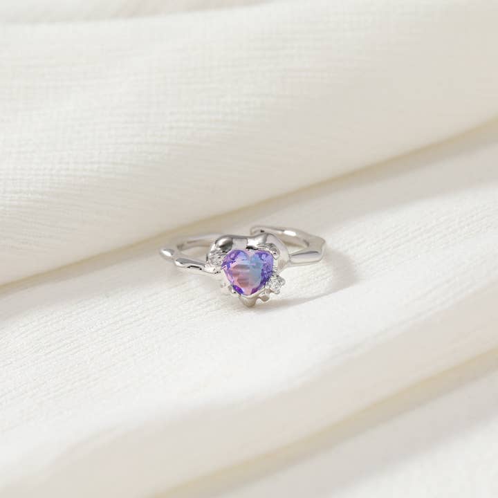 Bague cœur violet pour la vente par peachade