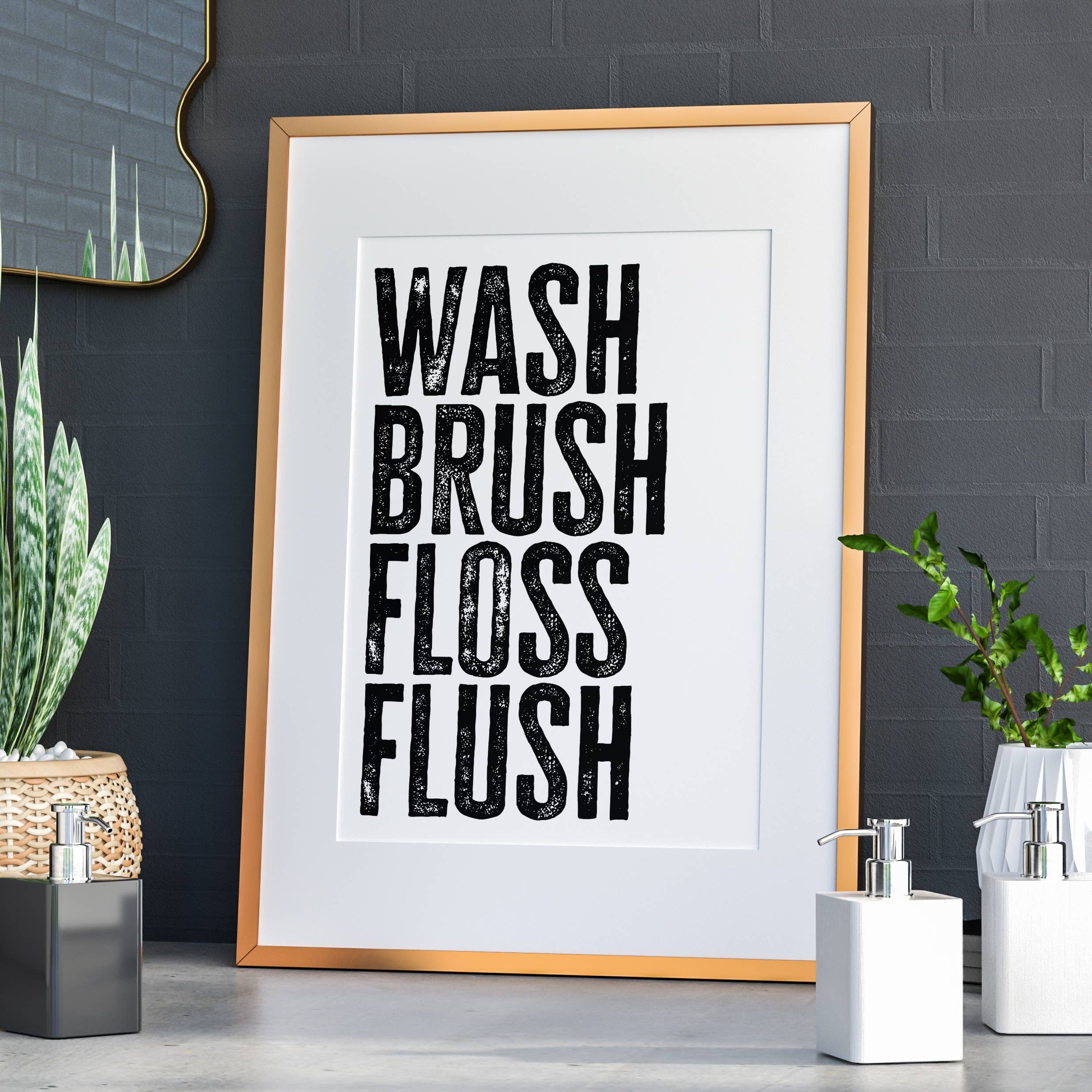 Prints With Personality – wholesale Art print – Wash, brush, floss, flush typography print (Size A5/A4/A3)4