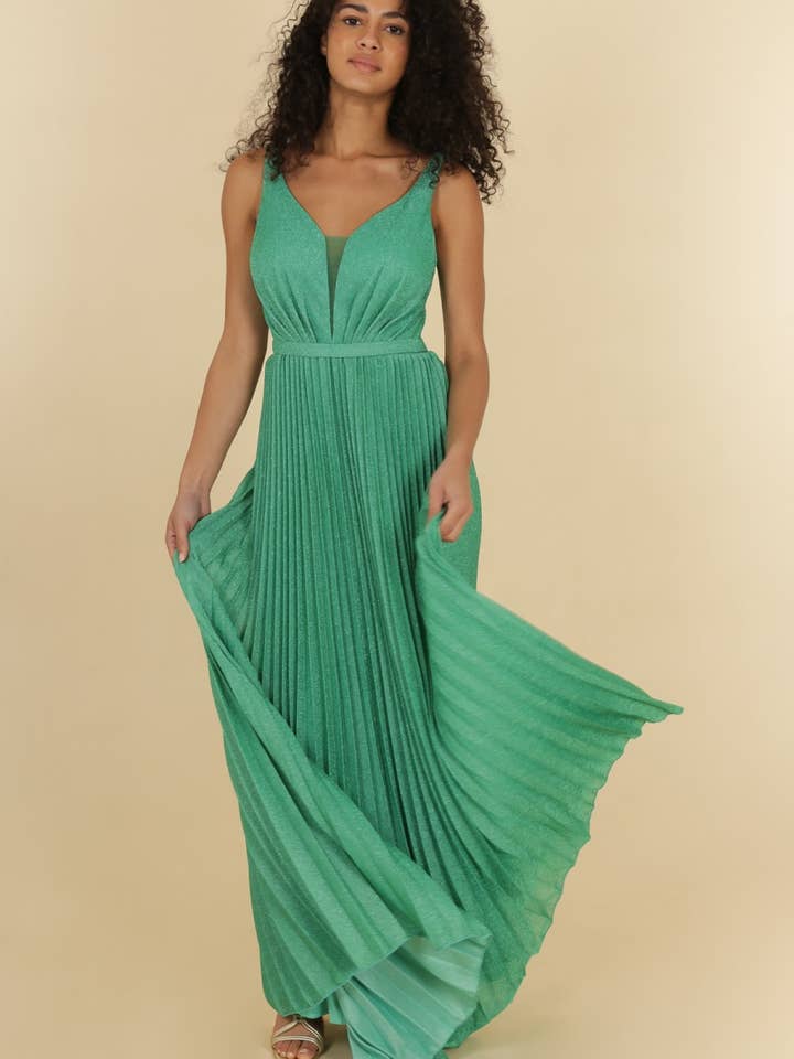 Lautinel - Wholesale Gown - Women's - V-neck pleated evening dress R18324