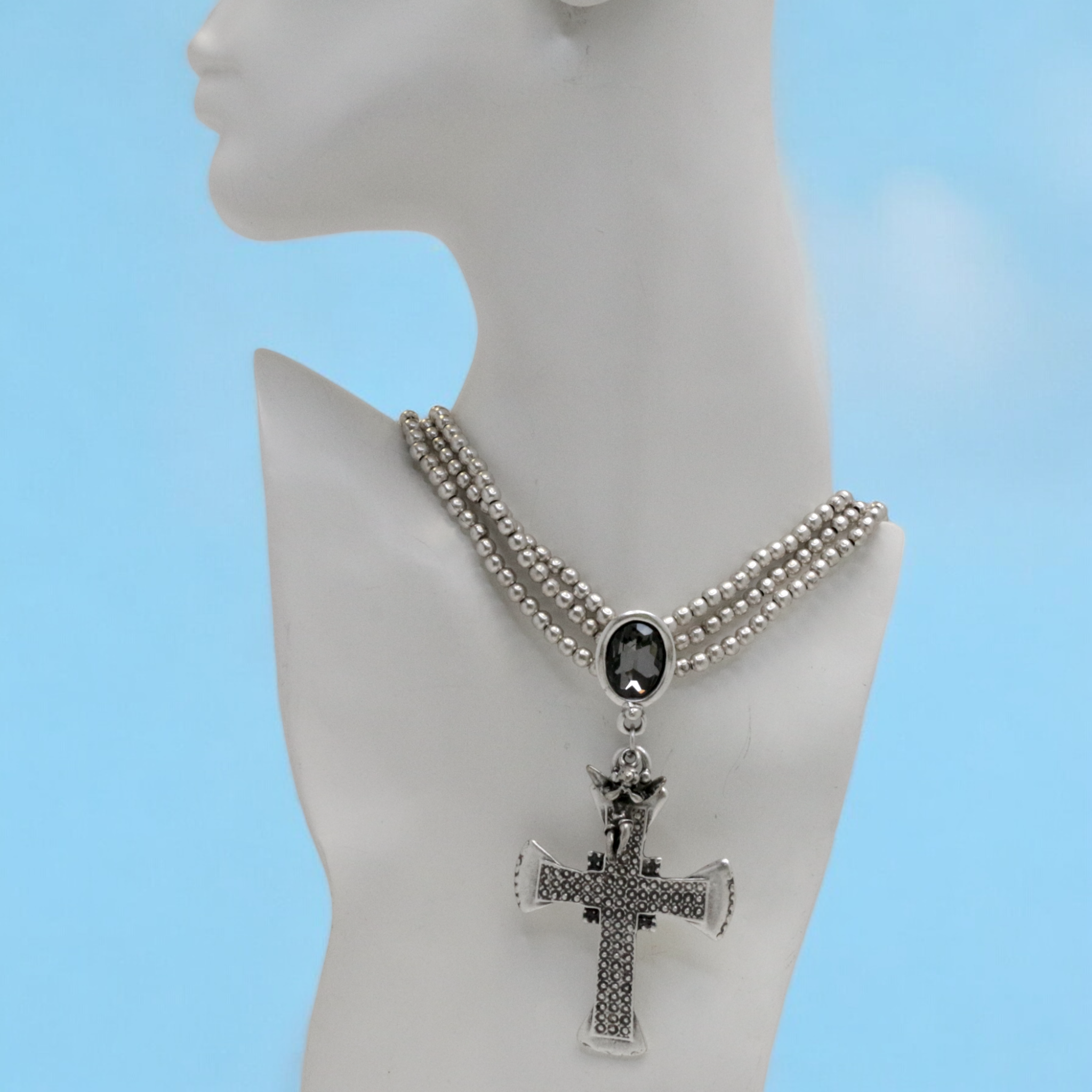 The Ancient Bazaar Jewelry & Accessories - Venta al por mayor Gargantilla ancha - N.º de artículo 1581-75G - Collar de peltre  4