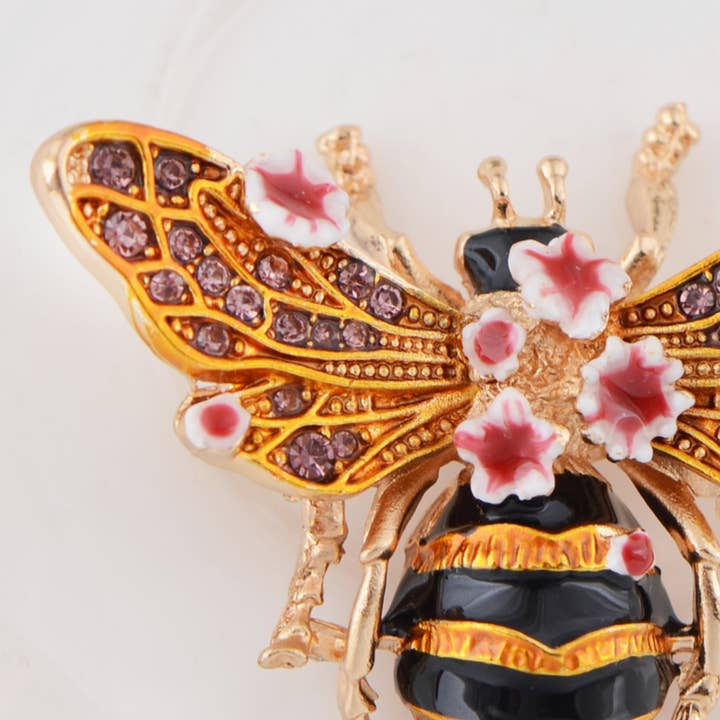 AK Brand – wholesale Brooch – Bee Brooch Pin Rhinestone Insect Flower Jewelry16