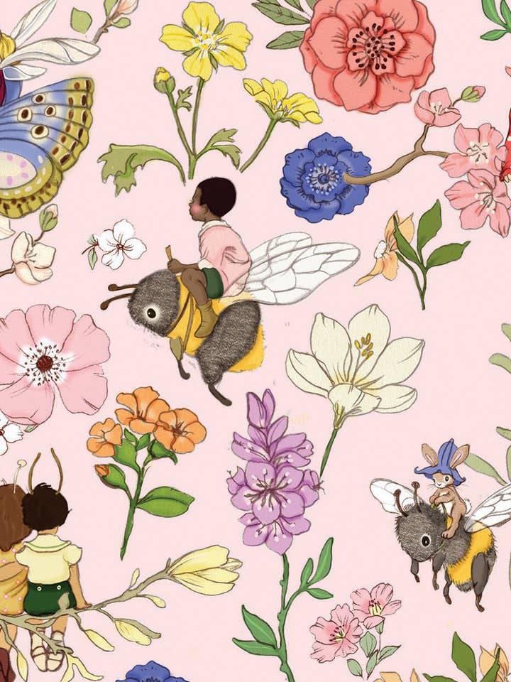 Cartolina Segreta Giardino di Insetti Rosa per la vendita all'ingrosso da parte di Ollebol & Muis